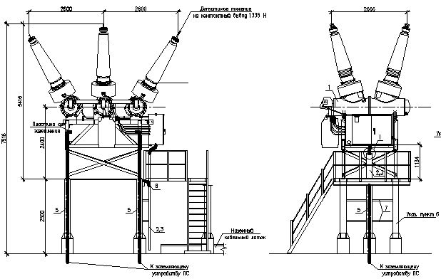 Установка элегазового выключателя 242РМG с приводом HBM-8,7 Установка элегазового выключателя 242РМG с приводом HBM-8,7